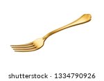 Empty Golden Fork isolated on white background