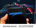 Small photo of Penang, Malaysia - 25 JAN 2022: Dow Jones Stock Market Crash. Dow Jones Futures Tumble As Selling Returns Ahead Of Fed Meeting.