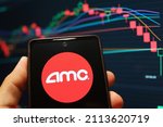 Small photo of Penang, Malaysia - 25 JAN 2022: AMC Entertainment sell off continues as stock sees tenth straight losing day, as the markets continued to see volatility following Federal Reserve Chairman's speech.