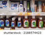 Small photo of PENANG, MALAYSIA - 23 JULY 2022: View of Dettol products on the shelves at local stores. Dettol is a famous brand for antiseptic germicide and health care product by Reckitt Benckiser.