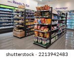 Small photo of PENANG, MALAYSIA - 26 MAR 2022: Interior view with various choice foods and beverages in CU Convenience Store. CU is a South Korean convenience store chain that is operated and owned by BGF Retail.