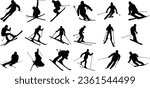 set of ski silhouettes ...