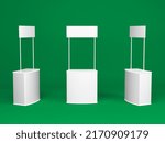 marketing stand, advertising stand, promotion stand white color with green background. better for change or remove background and place custom design
