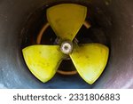 Bow thruster. Propellers on a motor yacht close-up.