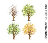 Set Of Four Trees In Different...