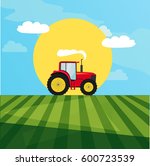 tractor in a field image | Shutterstock .eps vector #600723539