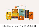 colorful travel bags set ... | Shutterstock .eps vector #1715554450