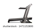 Studio shot of a professional treadmill with incline isolated on white background