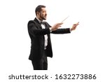 Male conductor in a suit...