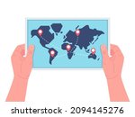 hands holding a tourist map of... | Shutterstock .eps vector #2094145276