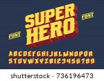 superhero font. 3d vintage... | Shutterstock .eps vector #736196473