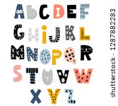 decorative alphabet in animal... | Shutterstock .eps vector #1287882283