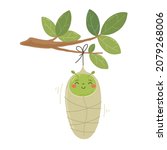 a cute caterpillar in a cocoon... | Shutterstock .eps vector #2079268006