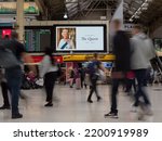 Small photo of London, UK, 9th September 2022, Shot of Queen Elizabeth II tribute at Victoria Railway Station