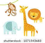 a set of cute jungle animals... | Shutterstock .eps vector #1071543683
