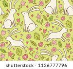 easter pattern with cute... | Shutterstock .eps vector #1126777796