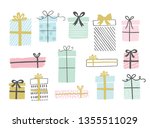 gift boxes set  hand drawn... | Shutterstock .eps vector #1355511029