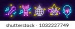big set isolated icon neon... | Shutterstock .eps vector #1032227749