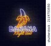 banana neon sign  bright... | Shutterstock .eps vector #2119753550
