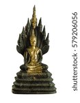 Small photo of The Nak Prok, a style of Buddha with a naga over His head, buddha Overspread naga, The style of seated Buddha statue with a seven - headed naga over his head.