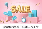 sale poster in 3d pastel... | Shutterstock .eps vector #1838372179