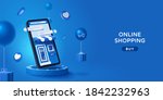 online store via mobile phone... | Shutterstock . vector #1842232963