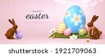3d easter banner with chocolate ... | Shutterstock .eps vector #1921709063