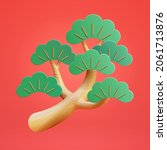 3d japanese bonsai pine branch... | Shutterstock .eps vector #2061713876