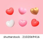 3d cartoon colorful heart shape toy collection, isolated on light pink background. Suitable for Valentine