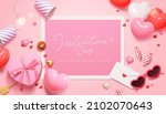 3d valentine's day love letter... | Shutterstock .eps vector #2102070643