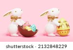 3d porcelain white rabbit... | Shutterstock .eps vector #2132848229