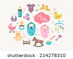 cute greetings card with icons... | Shutterstock .eps vector #214278310