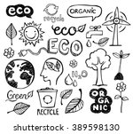 eco and organic doodles   icons.... | Shutterstock .eps vector #389598130