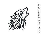 tribal wolf head logo. tattoo...