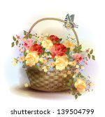 Wicker Basket With Roses....