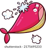 Funny Red Pink Whale Character...