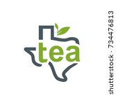 texas map with tea letter and... | Shutterstock .eps vector #734476813