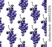 Pattern with grapes. watercolor ...