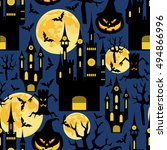 halloween background. seamless... | Shutterstock .eps vector #494866996
