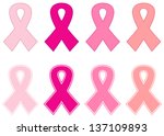 pink cancer ribbon set isolated ... | Shutterstock .eps vector #137109893