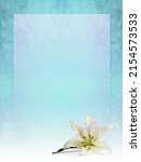 Small photo of Spiritual Holistic lily head Diploma Certificate Award Border Frame background - blue green center with darker edge providing copy space central area ideal for funeral wakes or course accreditation