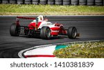 Small photo of Oschersleben, Germany, April 26, 2019: male driver Alessandro Famularo driving a red Prema Powerteam single-seater car during German Formula 4 at the Motorsport Arena Oschersleben.