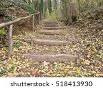 Stairs Wood Forest Autumn  