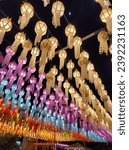 Small photo of Lamphun, Thailand, 21 Nov 2023, Festival of 100,000 Lanterns at Wat Phra That Haripunchai Woramahawihan or Yi Peng Lantern Festival in Lamphun Province