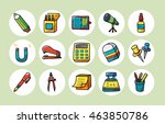 stationery and drawing icons... | Shutterstock .eps vector #463850786