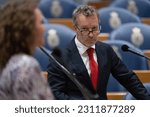 Small photo of DEN HAAG, NETHERLANDS - MAY 30: Wybren van Haga (Haga) during the Question Time at the Tweede Kamer on 30 May, 2023 in Den Haag, Netherlands