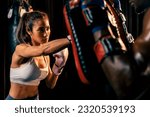 Asian female muay thai boxer...