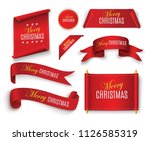 scroll red  merry christmas.... | Shutterstock .eps vector #1126585319