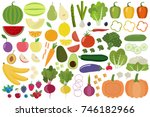 set of fresh healthy vegetables ... | Shutterstock .eps vector #746182966