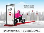fast delivery man with... | Shutterstock .eps vector #1920806963